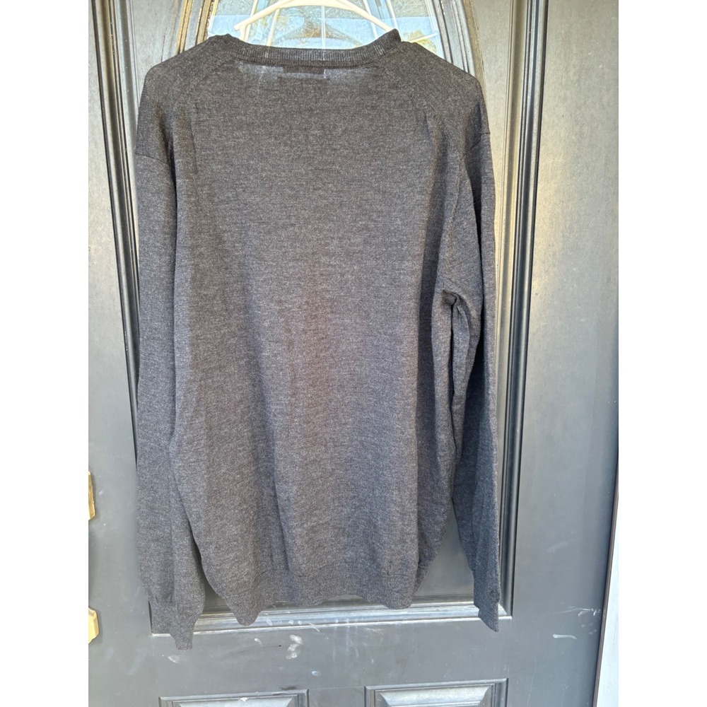 Joseph Abboud Mens 2XLT Charcoal Gray Extra Fine Merino Wool V-Neck Sweater